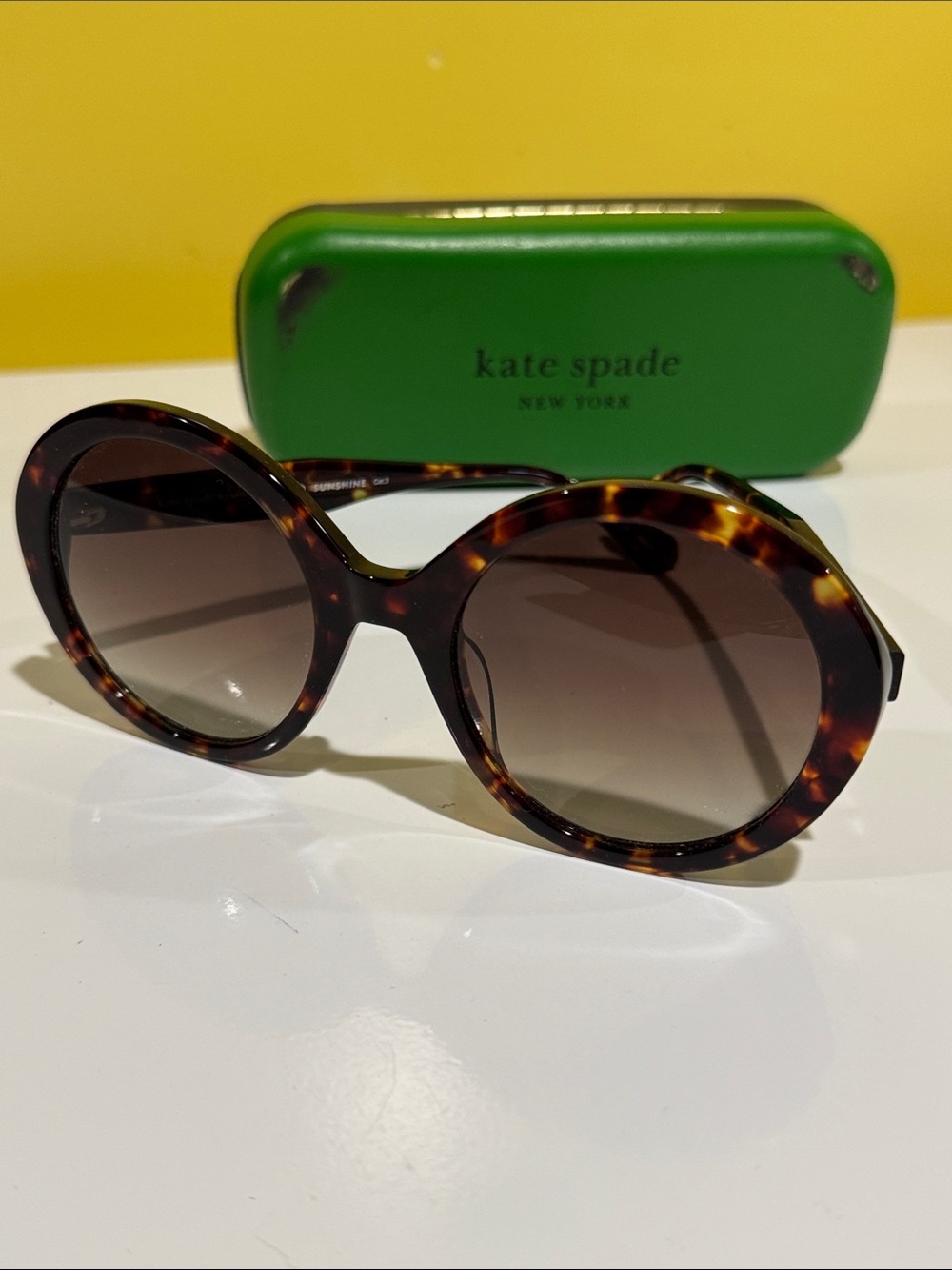 kate spade Tortoiseshell Oversized Round Sunglasses with Brown Gradient Lenses
